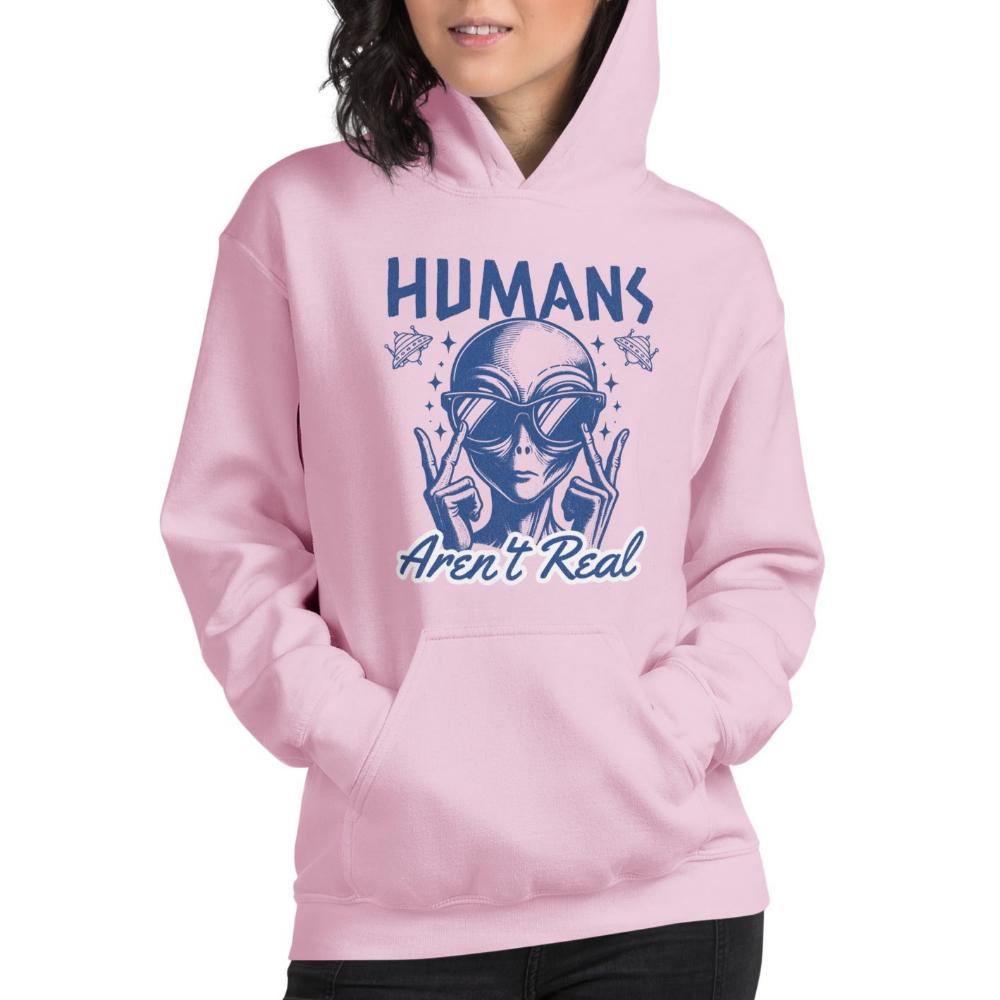 Humans Aren't Real Alien Hoodie - Light Pink Color - https://ascensionemporium.net